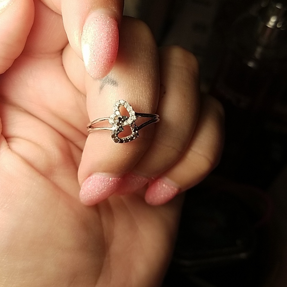 Sterling Silver 2 hearts ring size 7